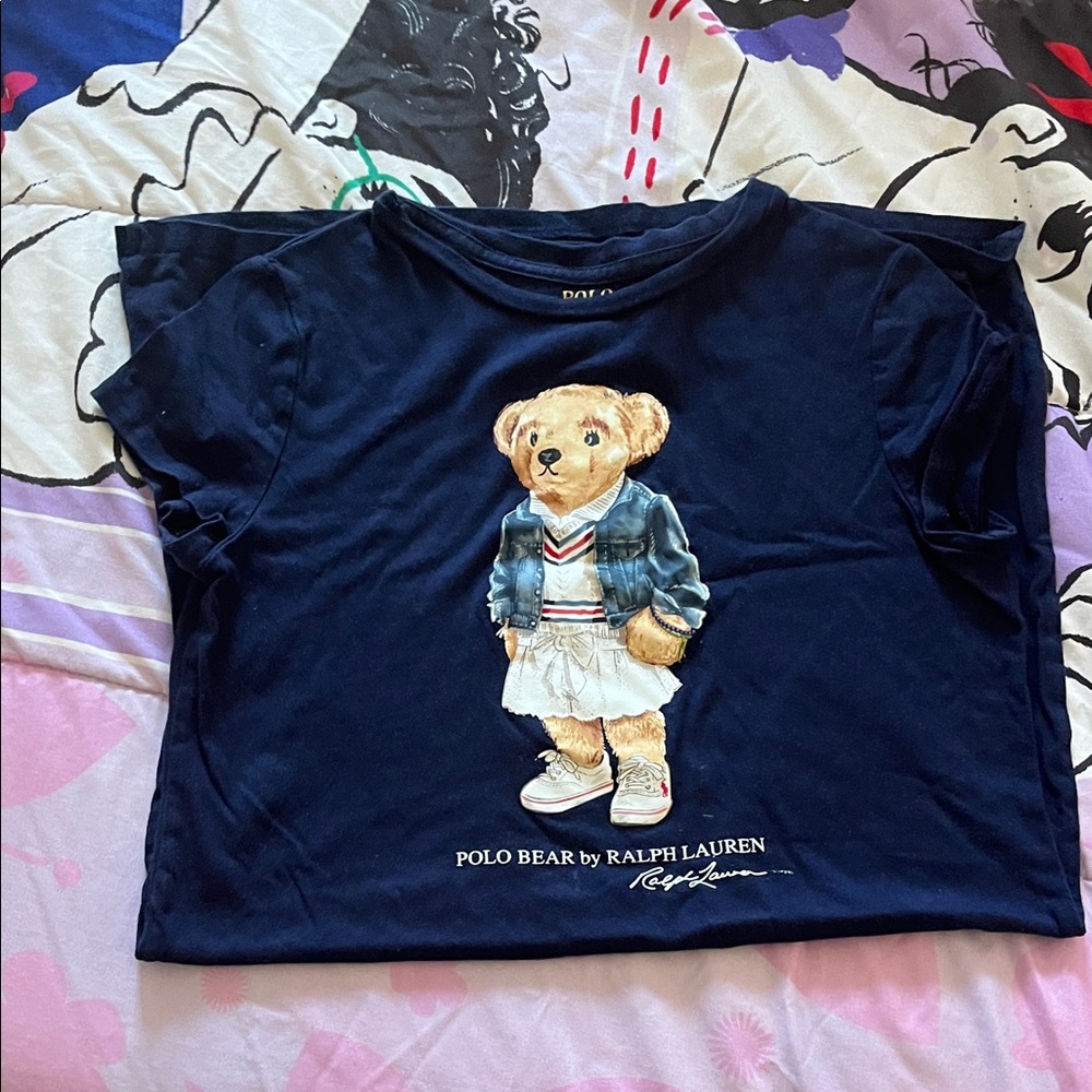 Ralph Lauren Navy Polo Bear Kids Tee